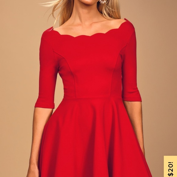 Red Scalloped Skater Dress❤️ - Picture 3 of 5